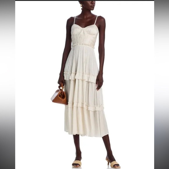 Aqua Dresses & Skirts - AQUA Satin Bustier Midi Dress - Pearl - Size L